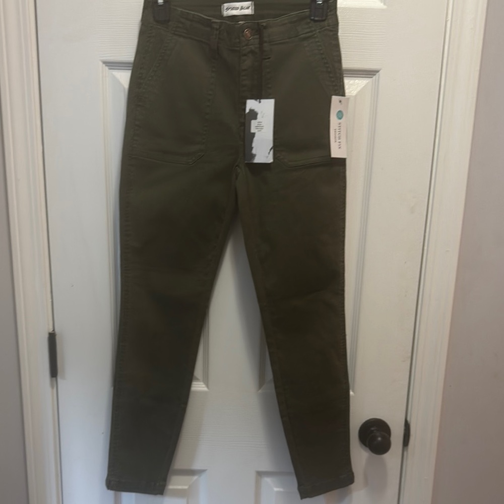 Olive Green Ankle & Cropped Jeans